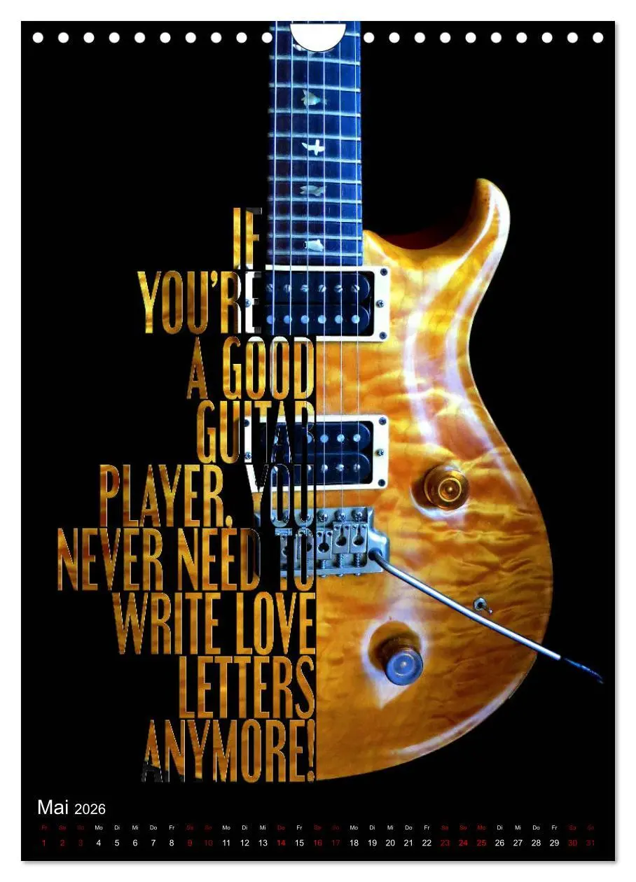 Bild: 9783516412277 | Rockgitarren Textposter (Wandkalender 2026 DIN A4 hoch), CALVENDO...