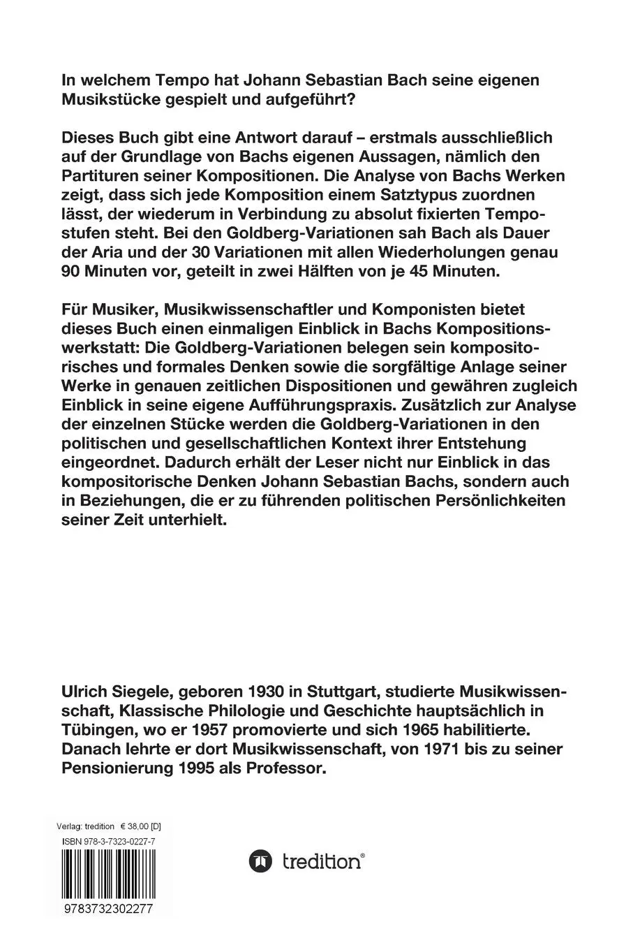 Rückseite: 9783732302277 | Johann Sebastian Bach komponiert Zeit | Ulrich Siegele | Buch | 320 S.
