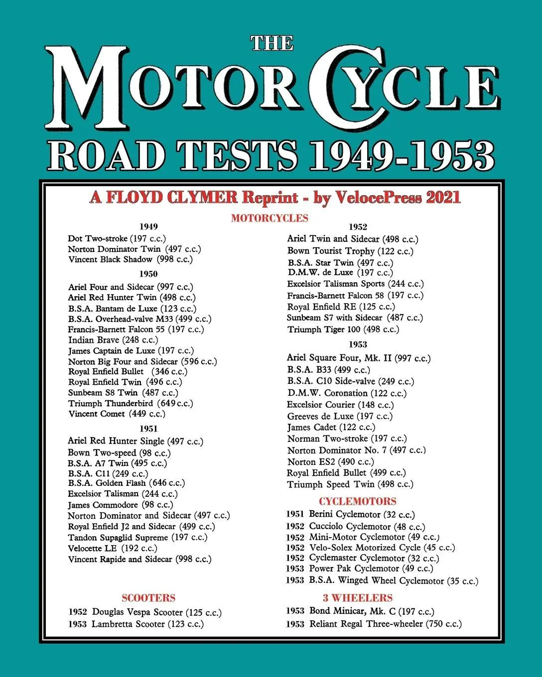 MOTORCYCLE ROAD TESTS 1949-1953 (From the Motor Cycle magazine UK)