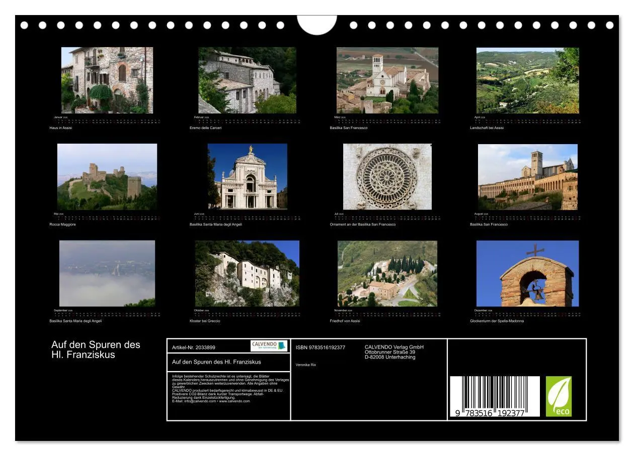 Bild: 9783516192377 | Auf den Spuren des Hl. Franziskus (Wandkalender 2026 DIN A4 quer),...