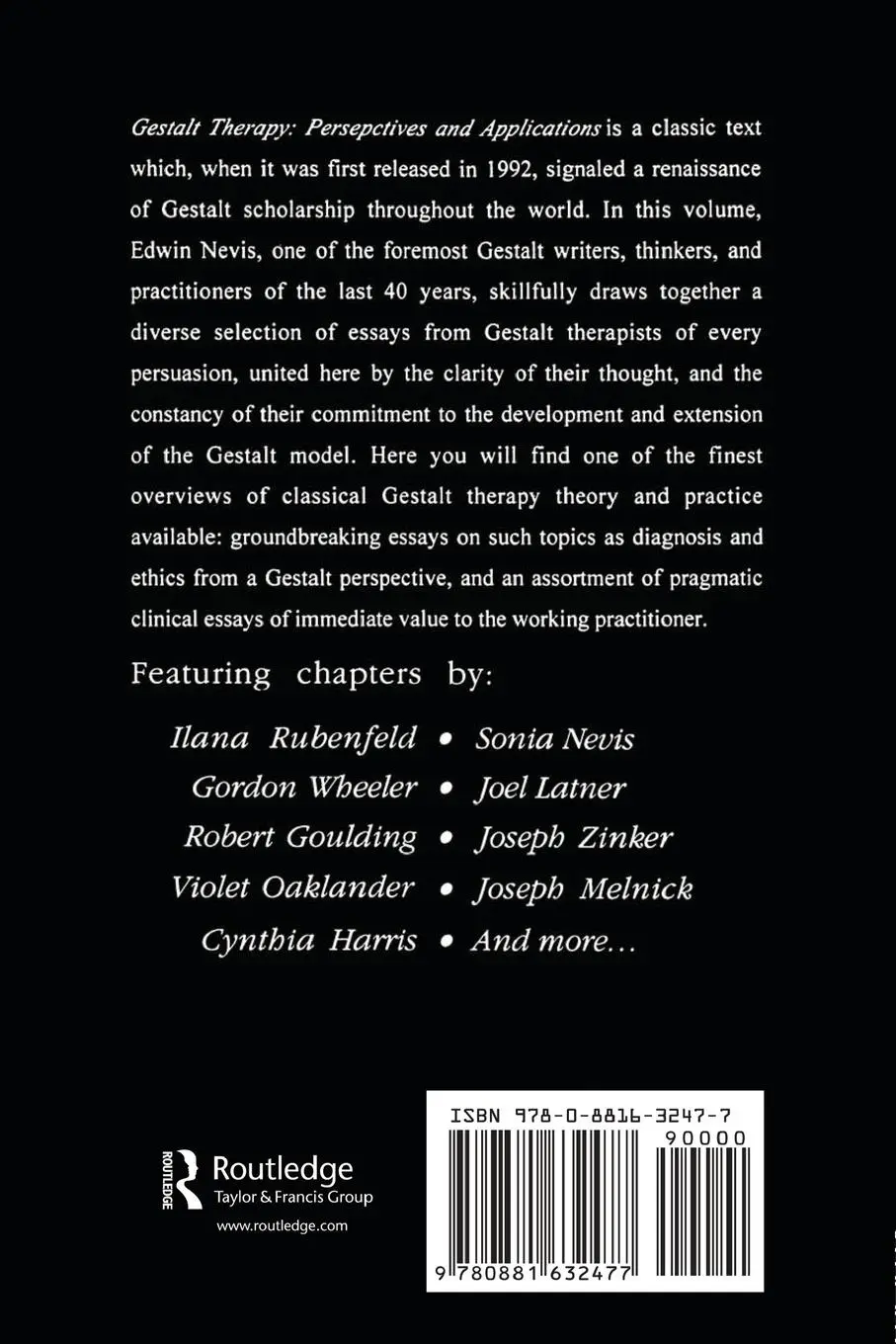 Rückseite: 9780881632477 | Gestalt Therapy | Perspectives and Applications | Edwin C. Nevis