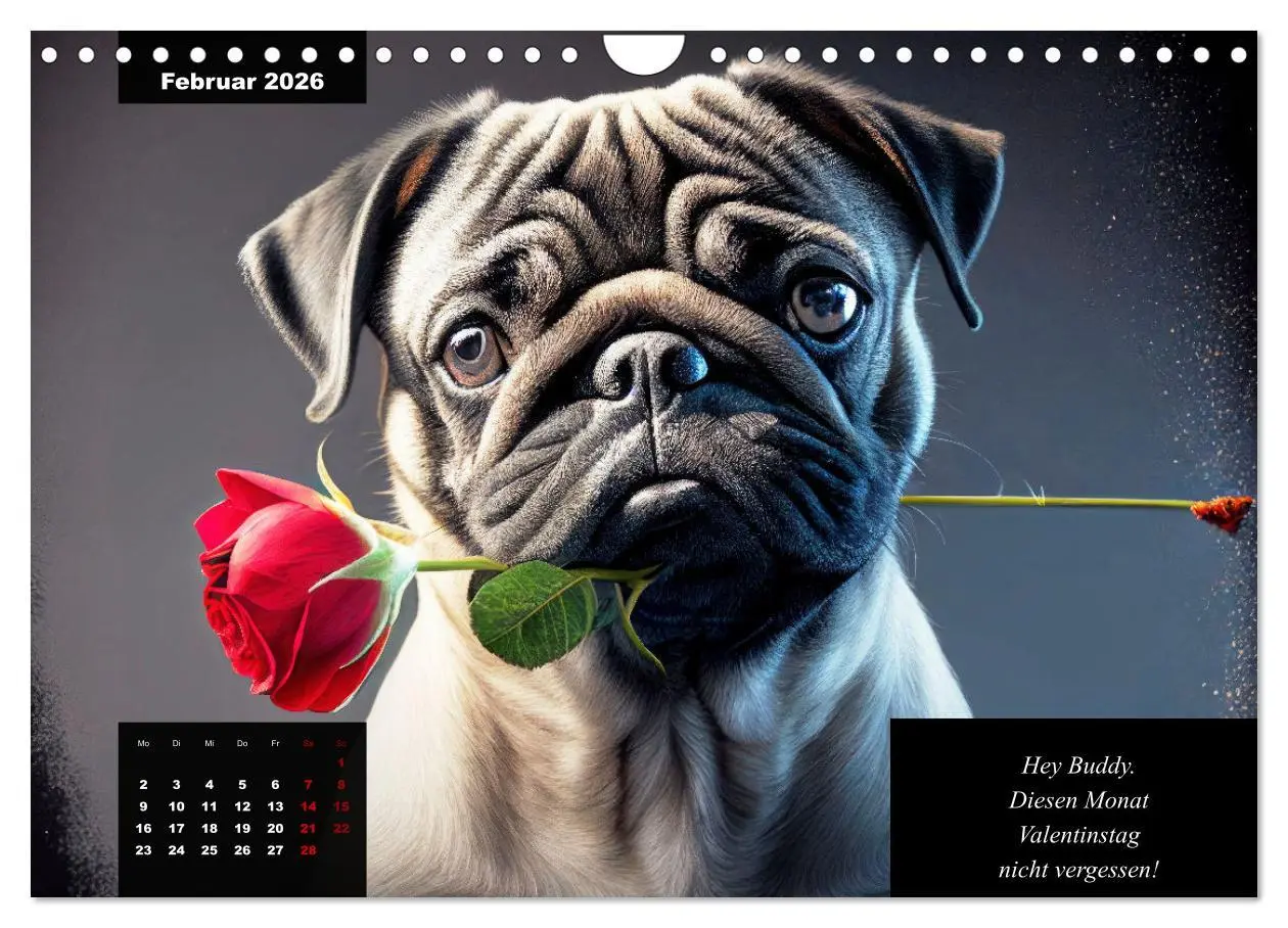 Bild: 9783457542477 | Der humoristische Mops-Kalender (Wandkalender 2026 DIN A4 quer),...