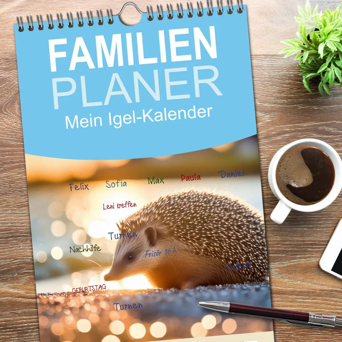 Bild: 9783516492477 | Familienplaner 2026 - Mein Igel-Kalender mit 5 Spalten...