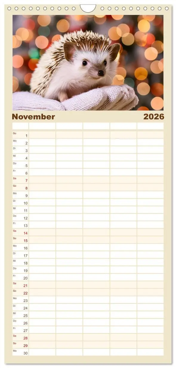 Bild: 9783516492477 | Familienplaner 2026 - Mein Igel-Kalender mit 5 Spalten...