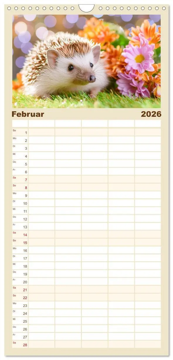 Bild: 9783516492477 | Familienplaner 2026 - Mein Igel-Kalender mit 5 Spalten...
