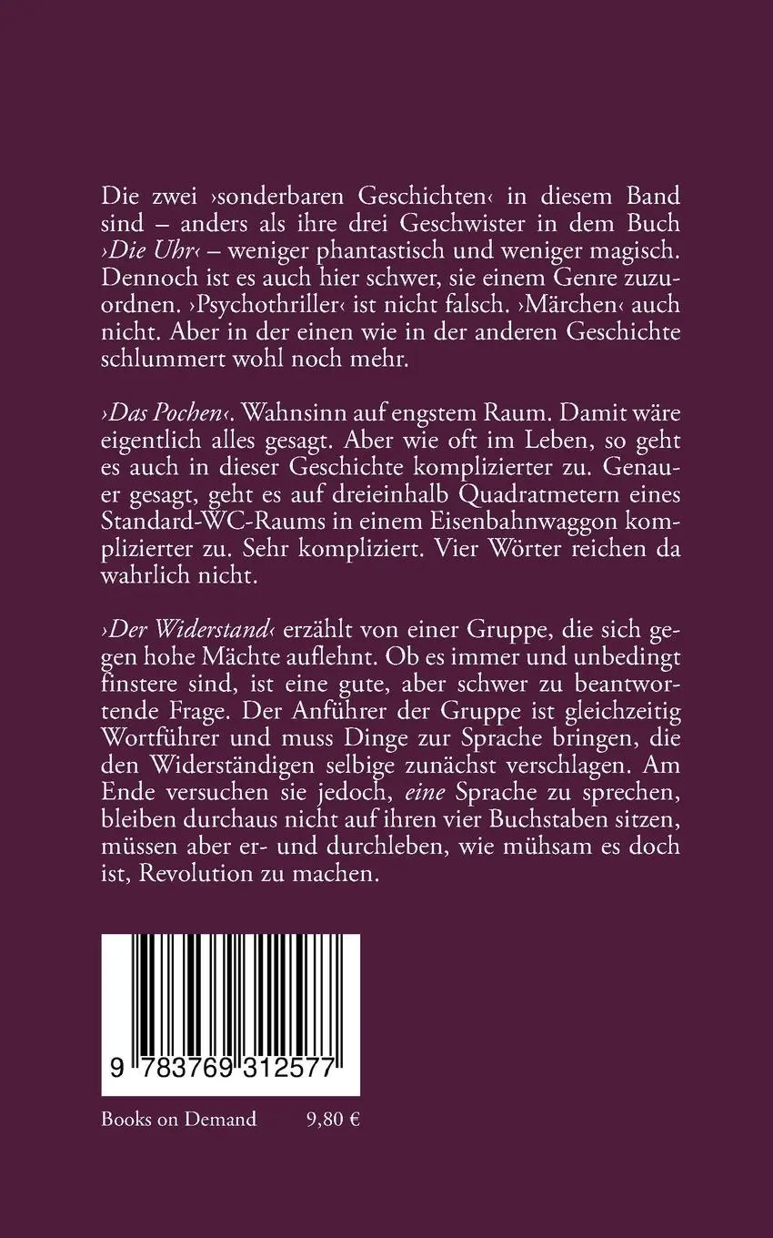 Rückseite: 9783769312577 | Das Pochen | Zwei sonderbare Geschichten | S. L. Tilleul | Taschenbuch