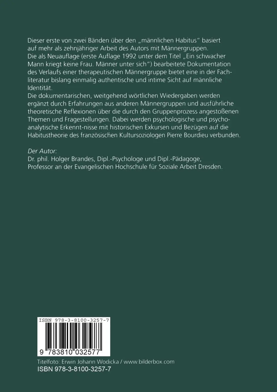 Rückseite: 9783810032577 | Der männliche Habitus | Holger Brandes | Taschenbuch | 211 S. | 2001