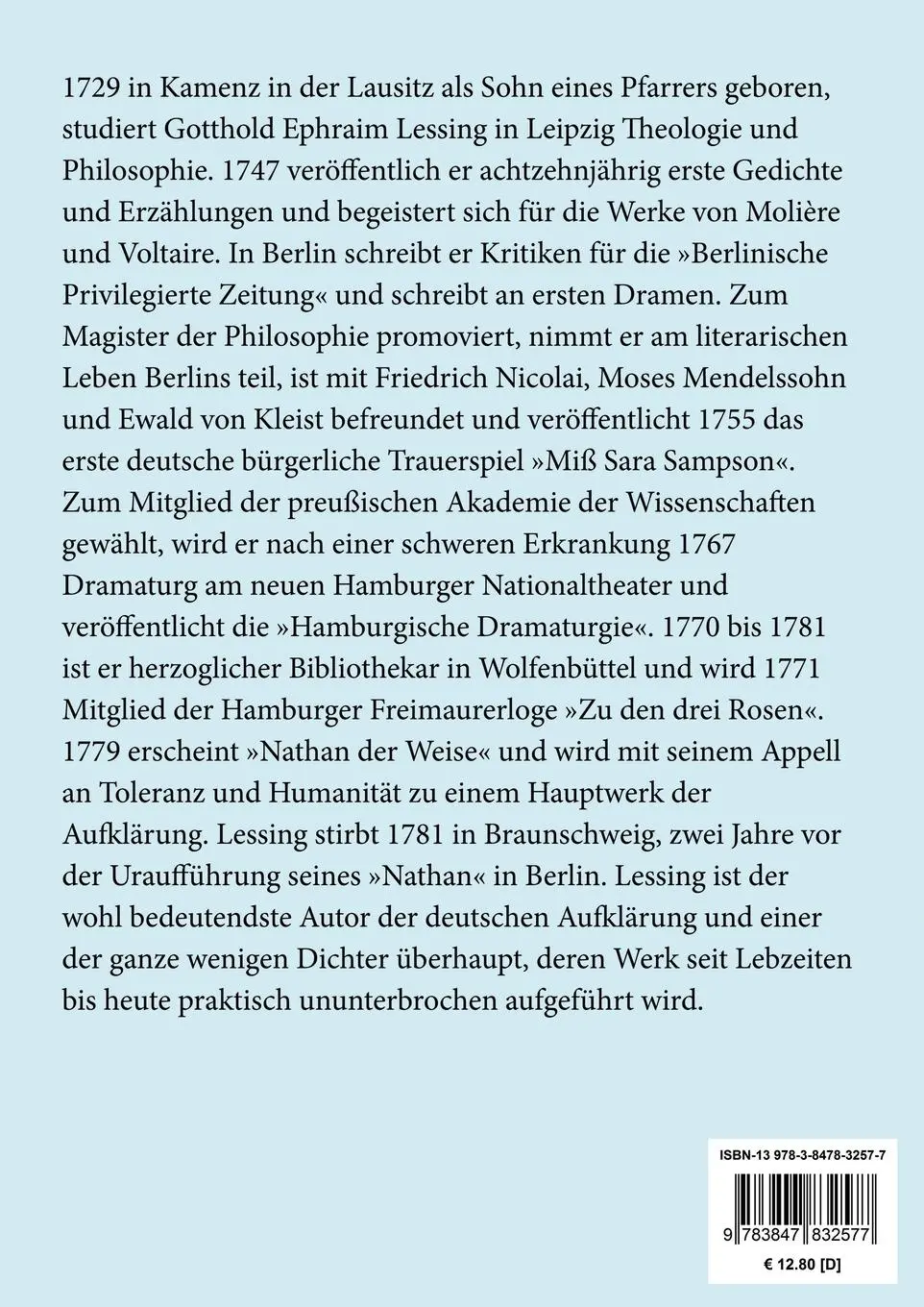 Rückseite: 9783847832577 | Minna von Barnhelm, oder das Soldatenglück (Großdruck) | Lessing