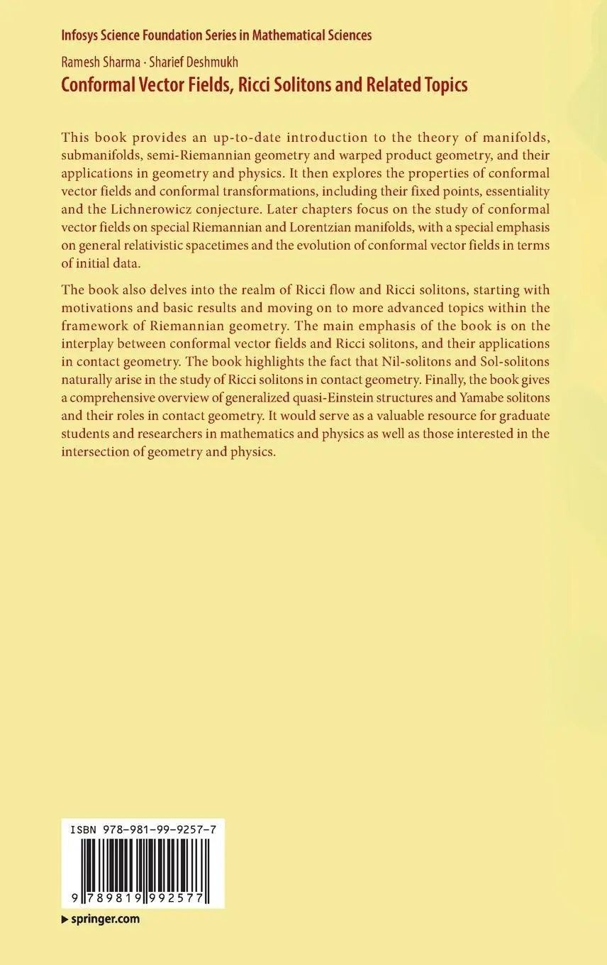 Rückseite: 9789819992577 | Conformal Vector Fields, Ricci Solitons and Related Topics | Buch | xi