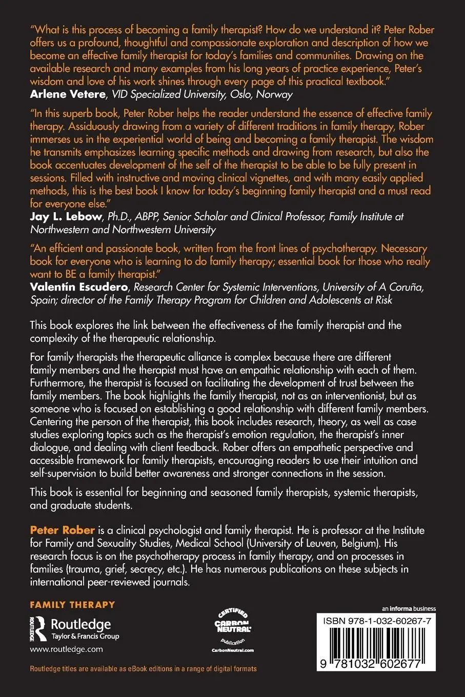 Rückseite: 9781032602677 | Becoming an Effective Family Therapist | Peter Rober | Taschenbuch