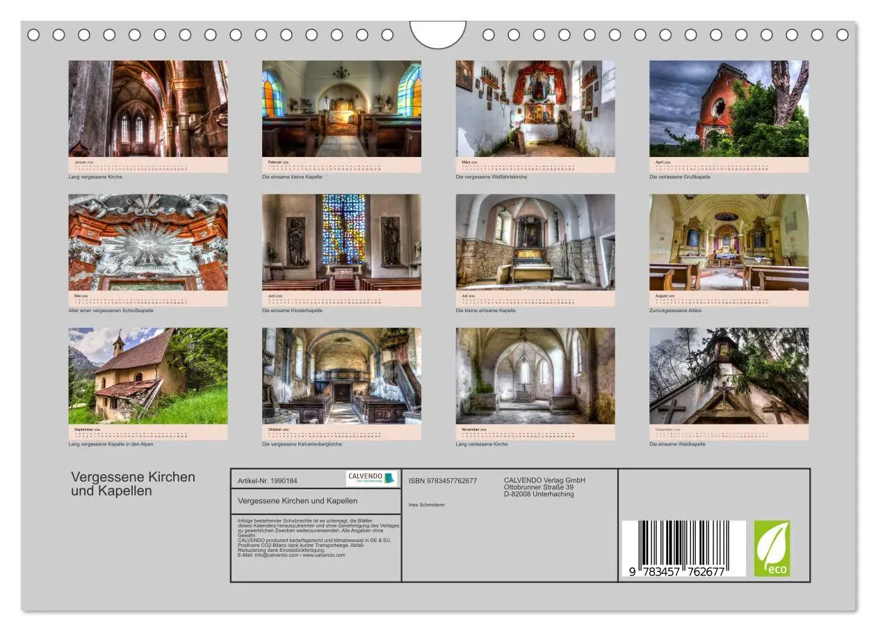 Bild: 9783457762677 | Vergessene Kirchen und Kapellen (Wandkalender 2026 DIN A4 quer),...