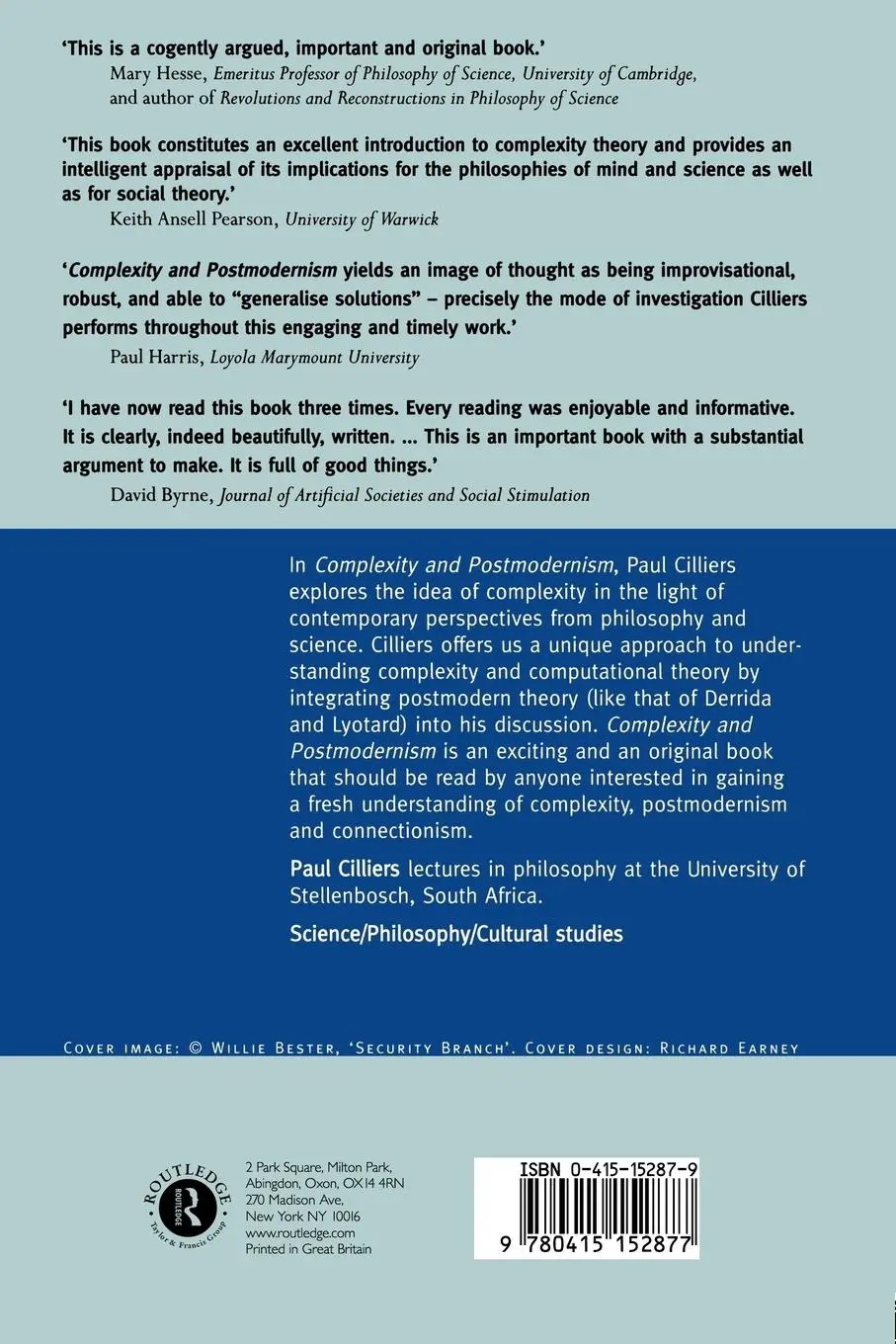 Rückseite: 9780415152877 | Complexity and Postmodernism | Understanding Complex Systems | Buch