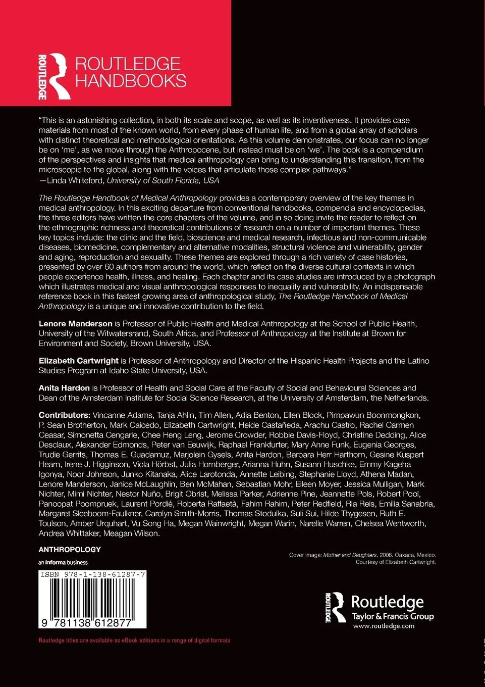 Rückseite: 9781138612877 | The Routledge Handbook of Medical Anthropology | Manderson (u. a.)