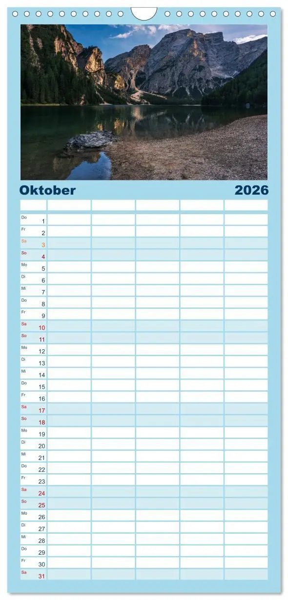 Bild: 9783516522877 | Familienplaner 2026 - Dolomiten - Südtirol mit 5 Spalten...
