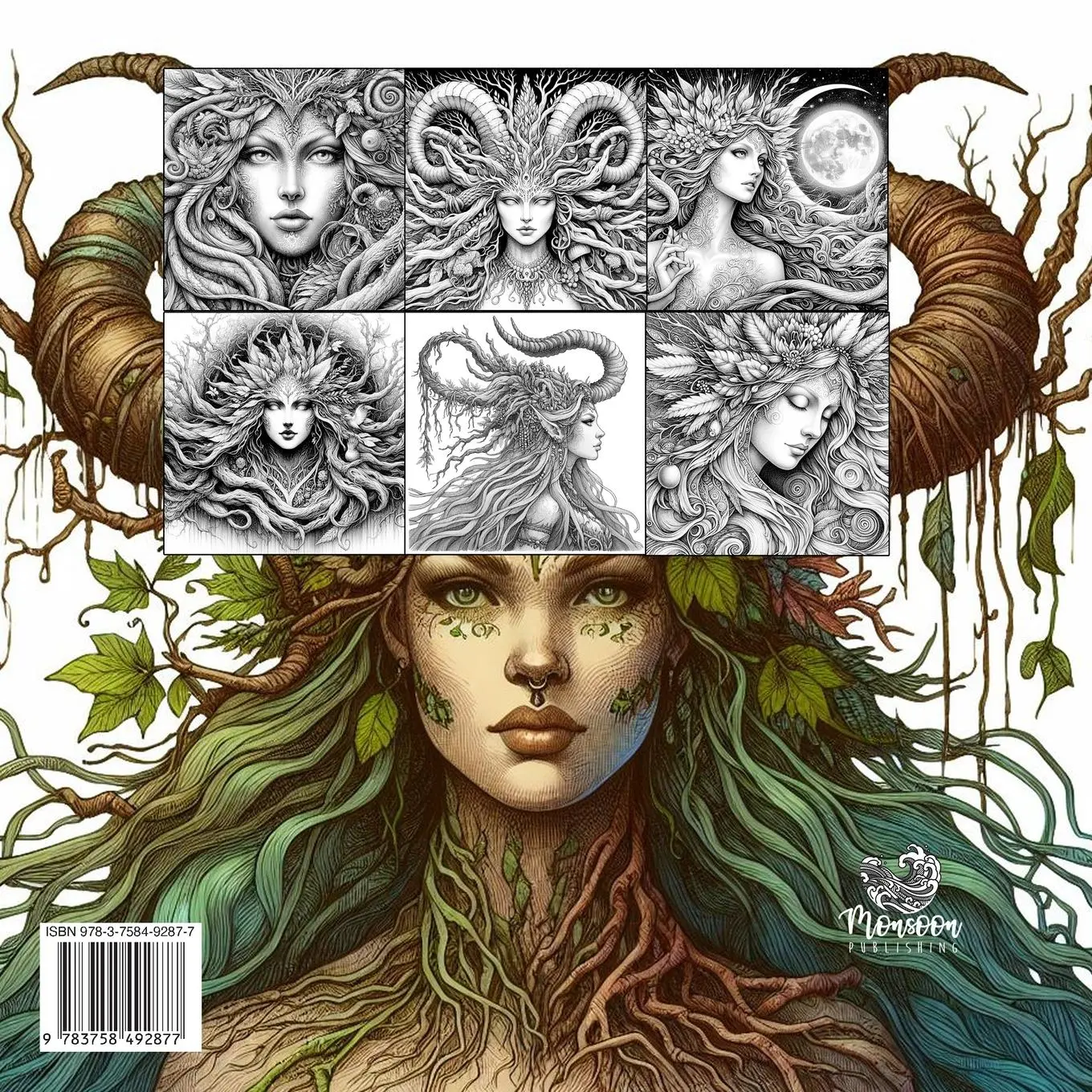 Rückseite: 9783758492877 | Forest Goddess Coloring Book for Adults 3 | Monsoon Publishing | Buch