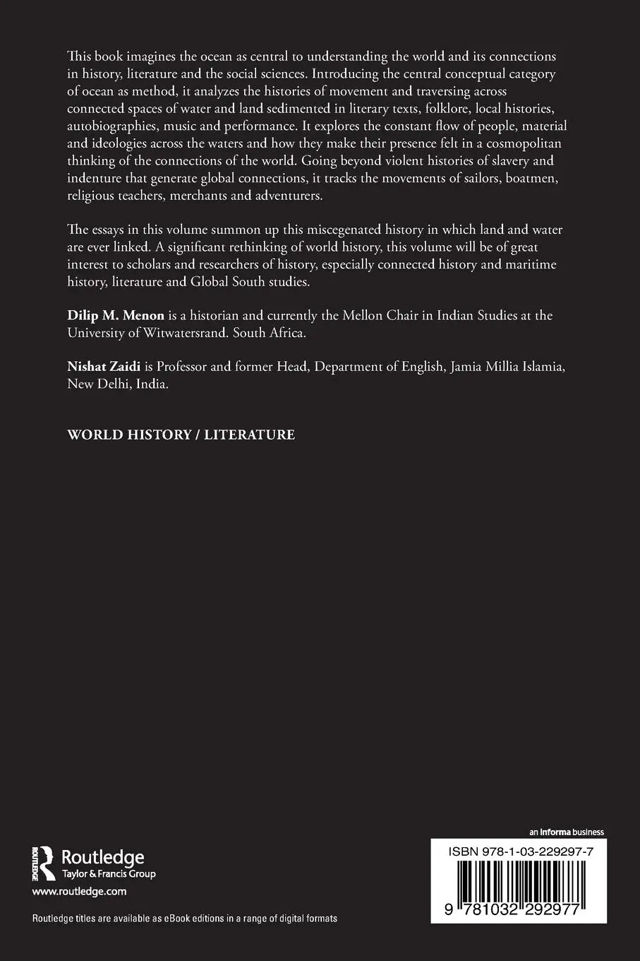 Rückseite: 9781032292977 | Cosmopolitan Cultures and Oceanic Thought | Dilip M Menon (u. a.)