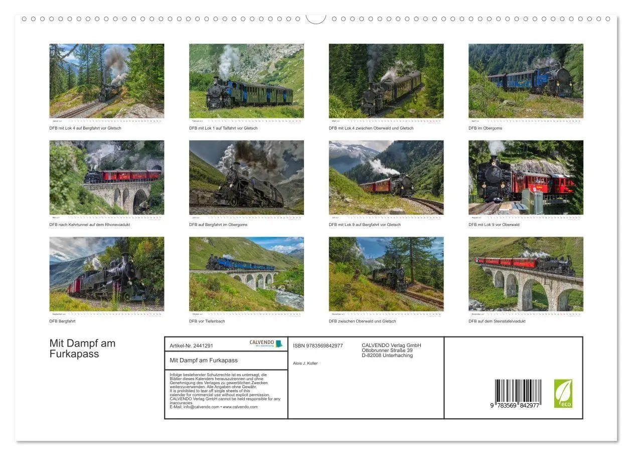Bild: 9783569842977 | Mit Dampf am Furkapass (hochwertiger Premium Wandkalender 2027 DIN...