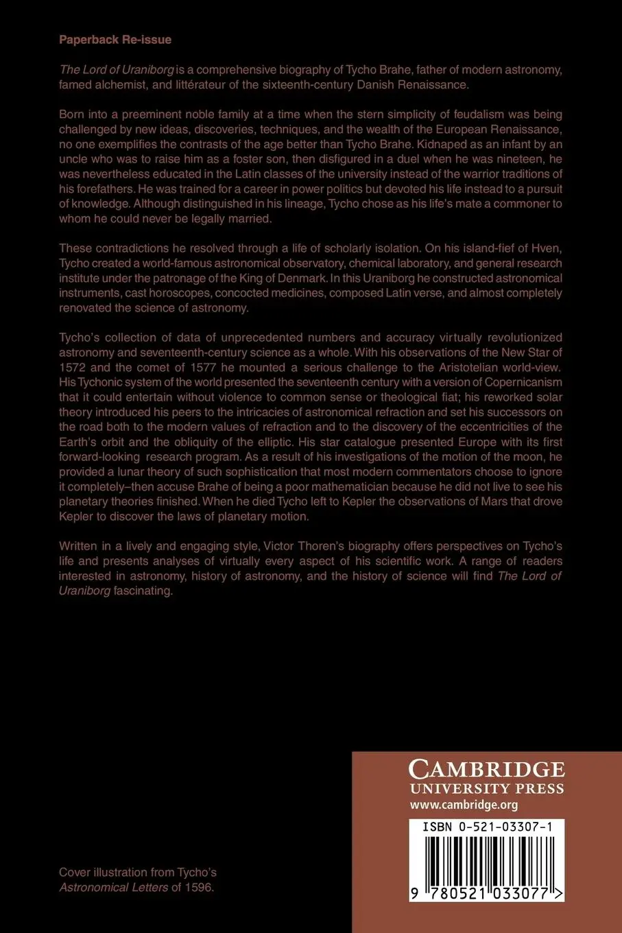 Rückseite: 9780521033077 | The Lord of Uraniborg | A Biography of Tycho Brahe | Thoren (u. a.)