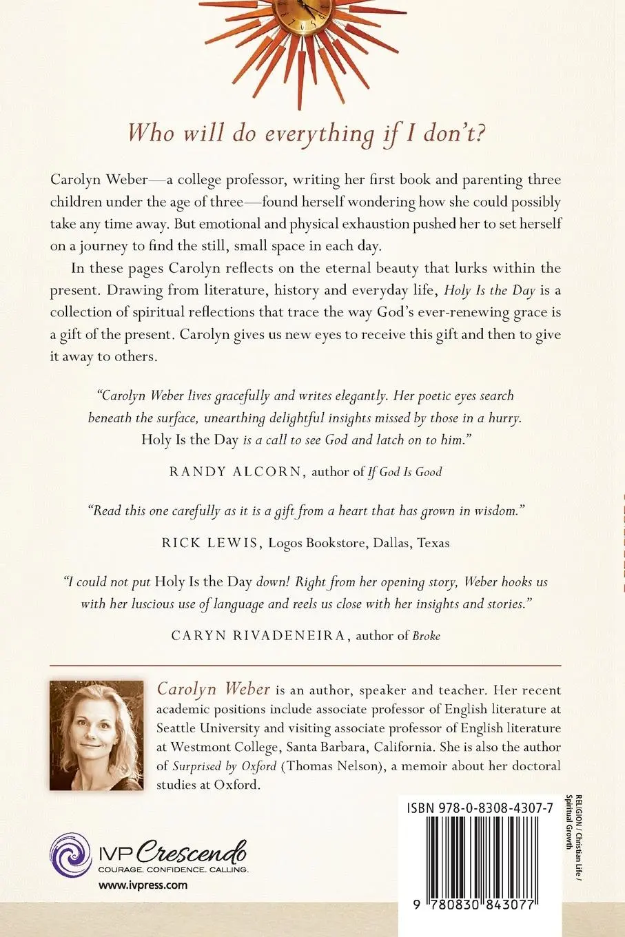 Rückseite: 9780830843077 | Holy Is the Day | Living in the Gift of the Present | Carolyn Weber
