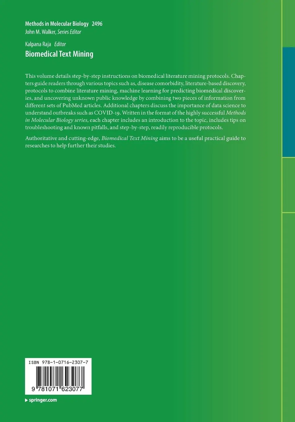 Rückseite: 9781071623077 | Biomedical Text Mining | Kalpana Raja | Taschenbuch | xi | Englisch
