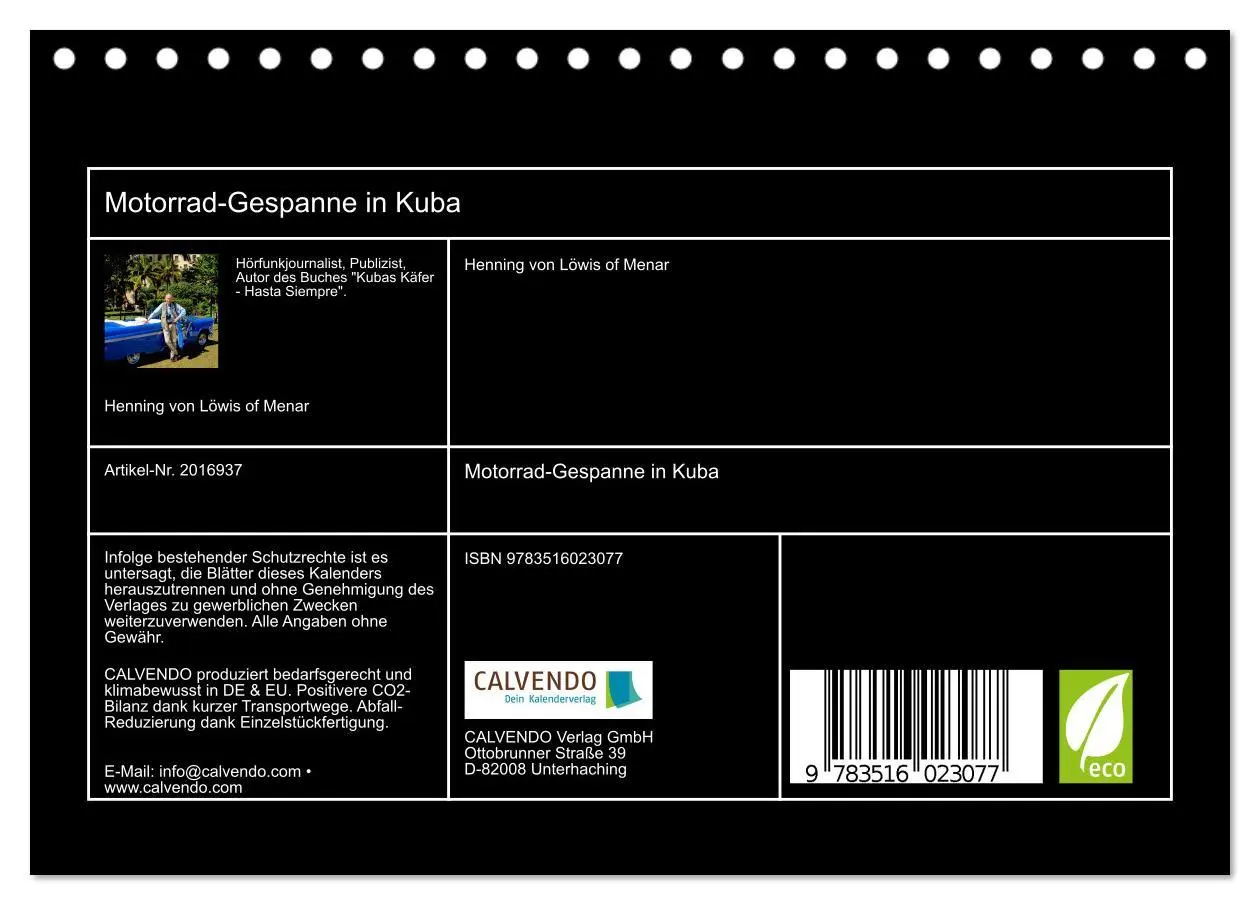 Bild: 9783516023077 | Motorrad-Gespanne in Kuba (Tischkalender 2026 DIN A5 quer),...