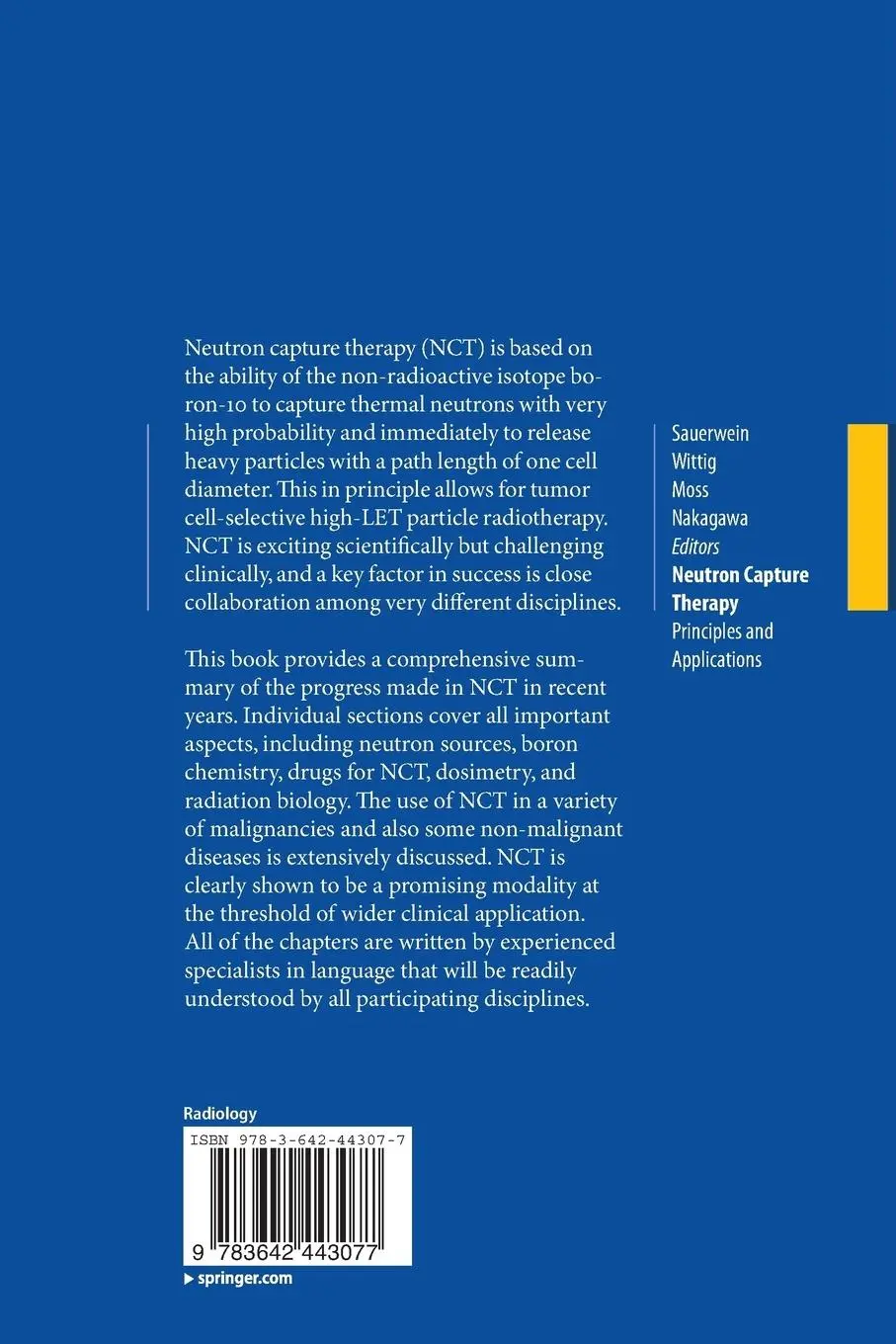 Rückseite: 9783642443077 | Neutron Capture Therapy | Principles and Applications | Taschenbuch