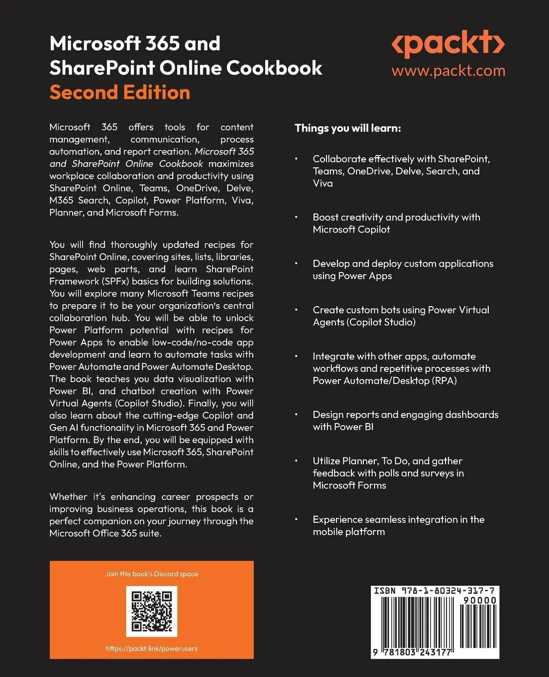 Rückseite: 9781803243177 | Microsoft 365 and SharePoint Online Cookbook - Second Edition | Buch