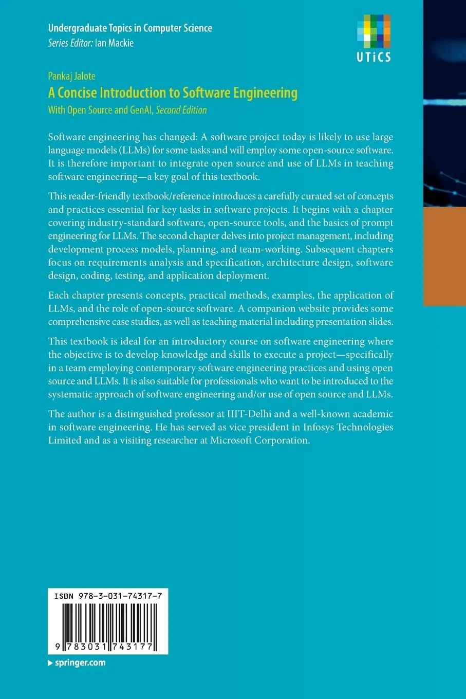 Rückseite: 9783031743177 | A Concise Introduction to Software Engineering | Pankaj Jalote | Buch