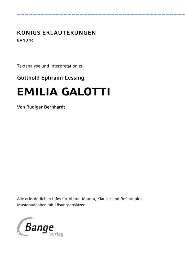 Bild: 9783129303177 | Emilia Galotti von Gotthold Ephraim Lessing | Gotthold Ephraim Lessing