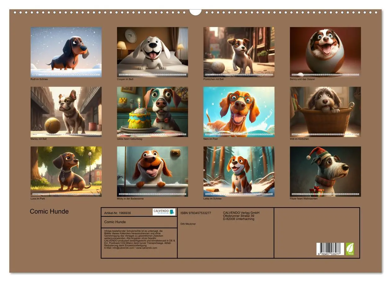 Bild: 9783457533277 | Comic Hunde (Wandkalender 2026 DIN A2 quer), CALVENDO Monatskalender