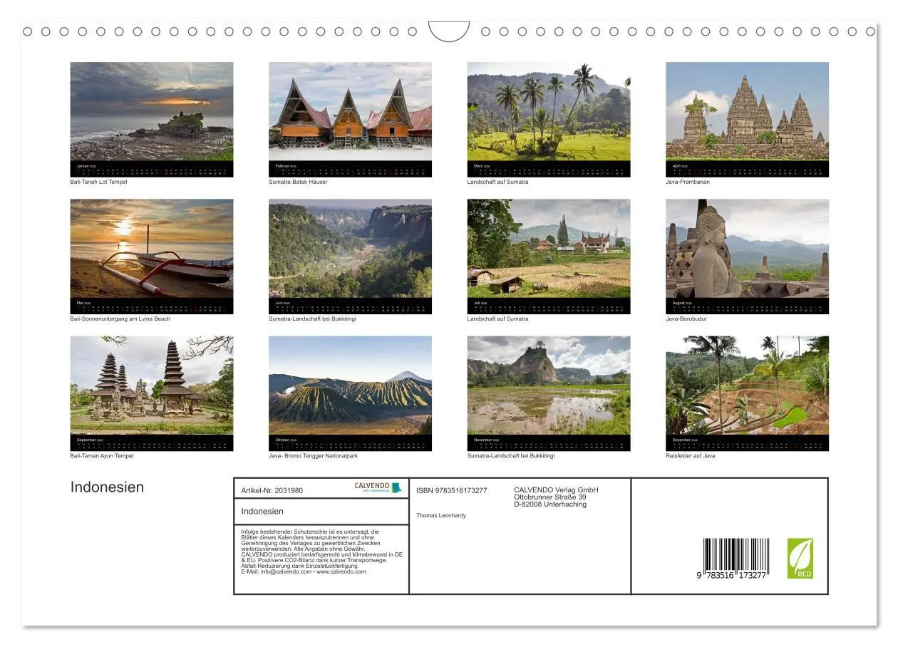 Bild: 9783516173277 | Indonesien (Wandkalender 2026 DIN A3 quer), CALVENDO Monatskalender