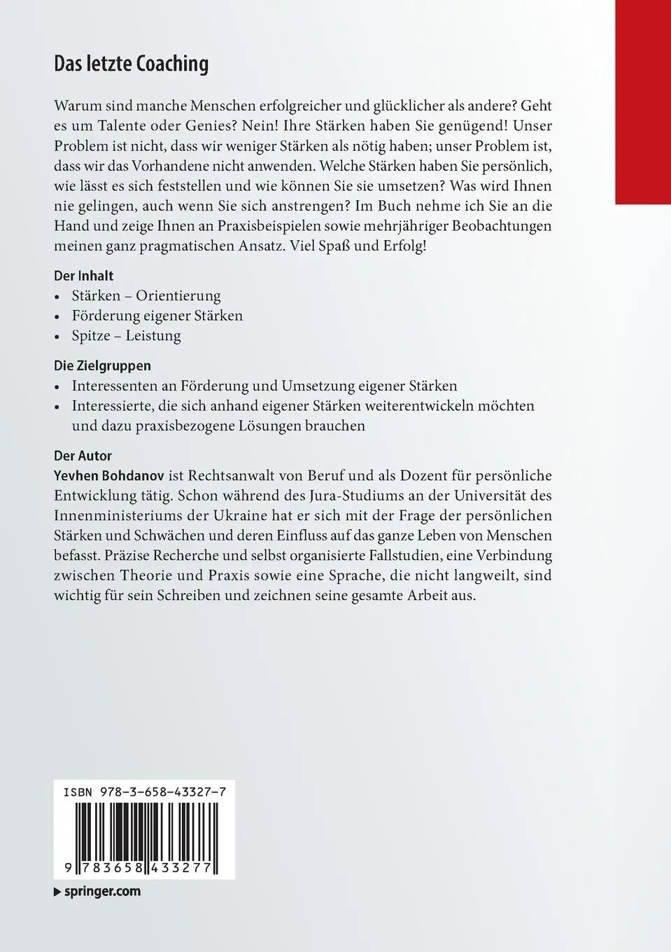 Rückseite: 9783658433277 | Das letzte Coaching | Yevhen Bohdanov | Taschenbuch | xi | Deutsch