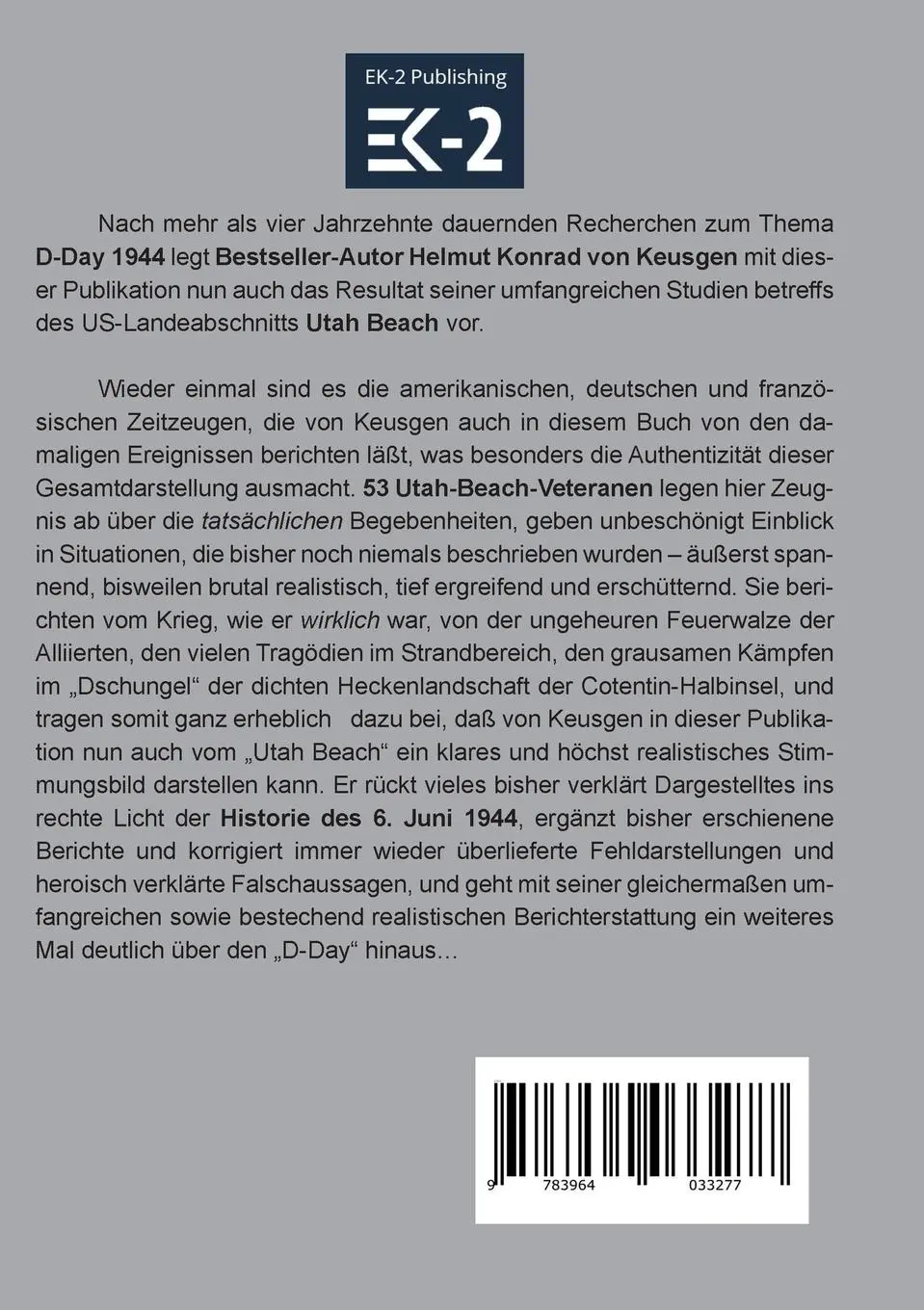 Rückseite: 9783964033277 | Utah Beach | Der Kilometer Null | Helmut Konrad von Keusgen | Buch