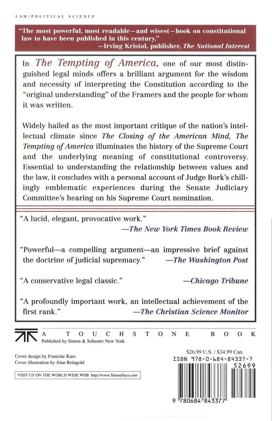 Rückseite: 9780684843377 | The Tempting of America | Robert H. Bork | Taschenbuch | Englisch