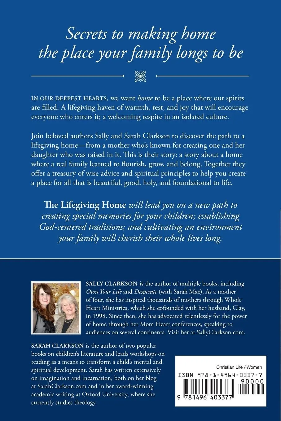 Rückseite: 9781496403377 | The Lifegiving Home | Sally Clarkson | Taschenbuch | Englisch | 2016