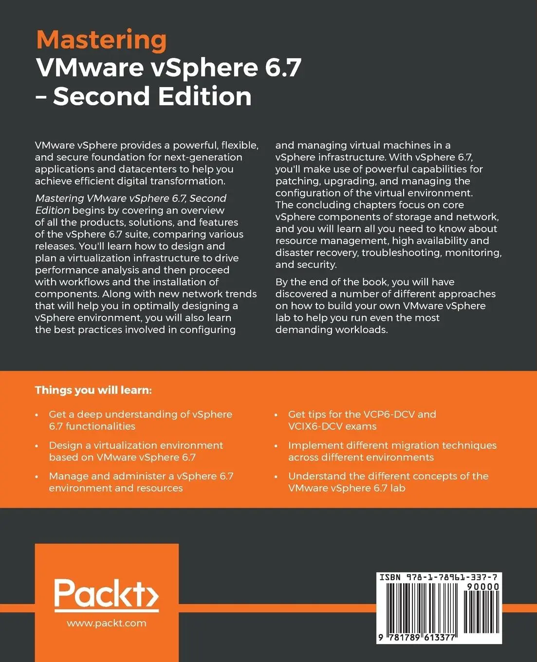 Rückseite: 9781789613377 | Mastering VMware vSphere 6.7 -Second Edition | Martin Gavanda (u. a.)