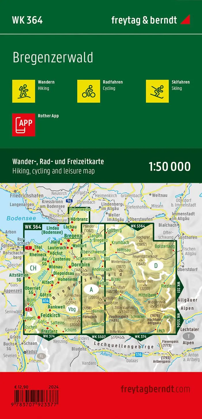 Rückseite: 9783707923377 | freytag &amp; berndt Wanderkarte WK 364 Bregenzerwald 1:50.000 | Berndt