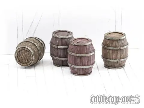 Cover: 704270723477 | Wooden Barrels Set 3 - Big Barrels (4) | Tabletop-Art