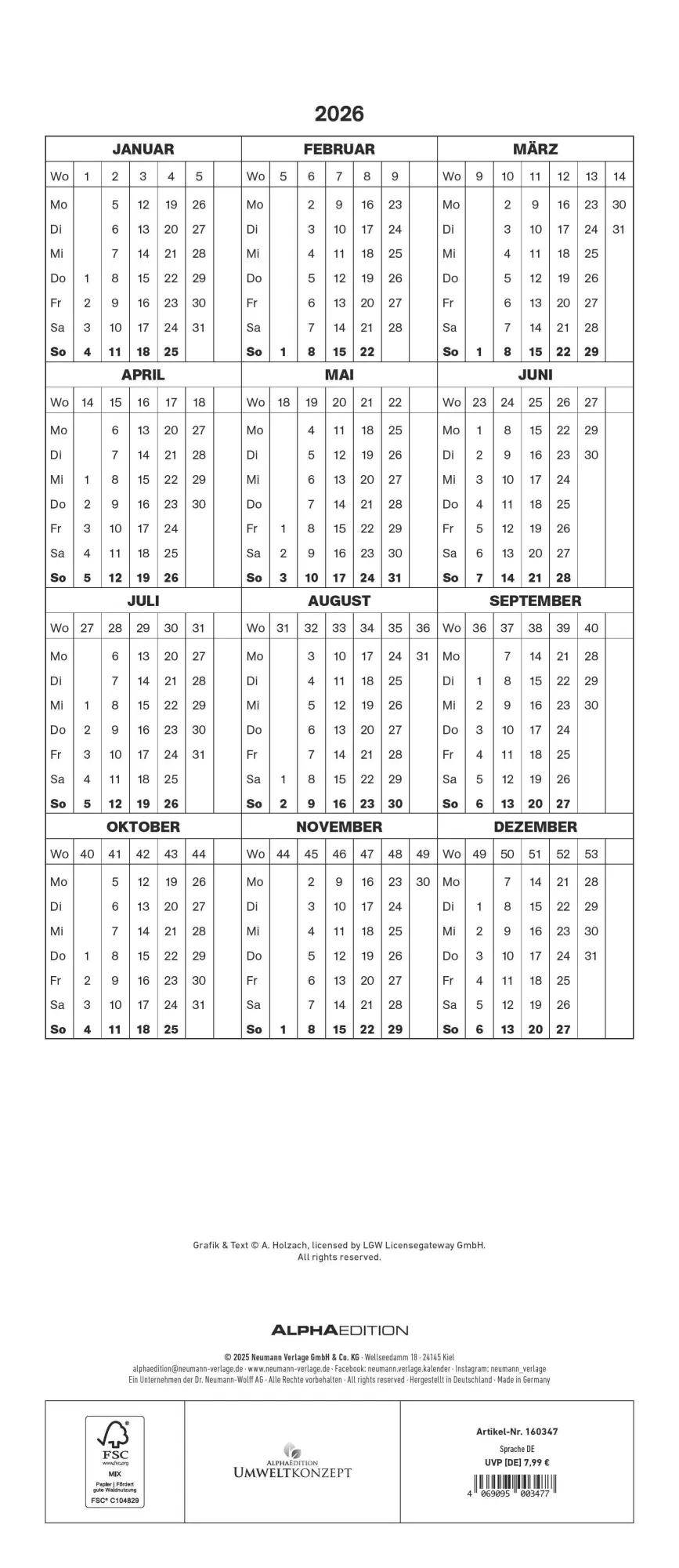 Rückseite: 4069095003477 | Lach mal wieder... 2026 Familienplaner - Familienkalender -...