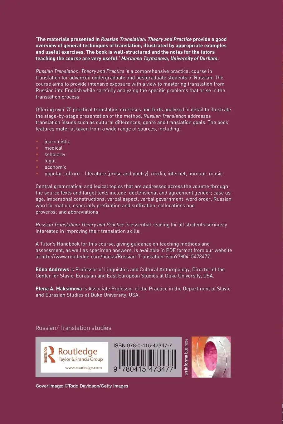 Rückseite: 9780415473477 | Russian Translation | Theory and Practice | Edna Andrews (u. a.)