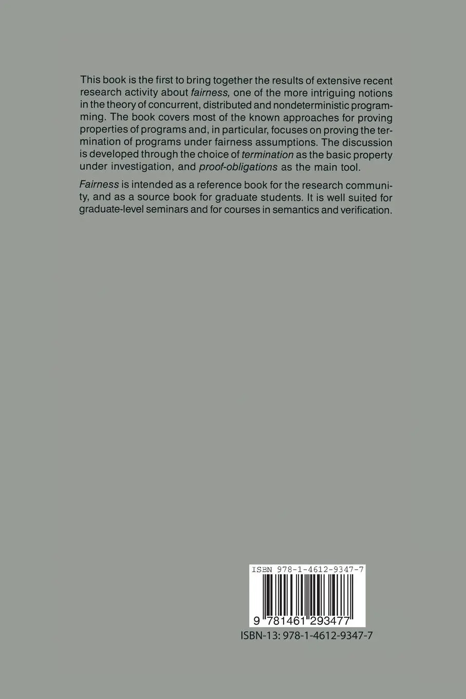 Rückseite: 9781461293477 | Fairness | Nissim Francez | Taschenbuch | xiv | Englisch | 2011