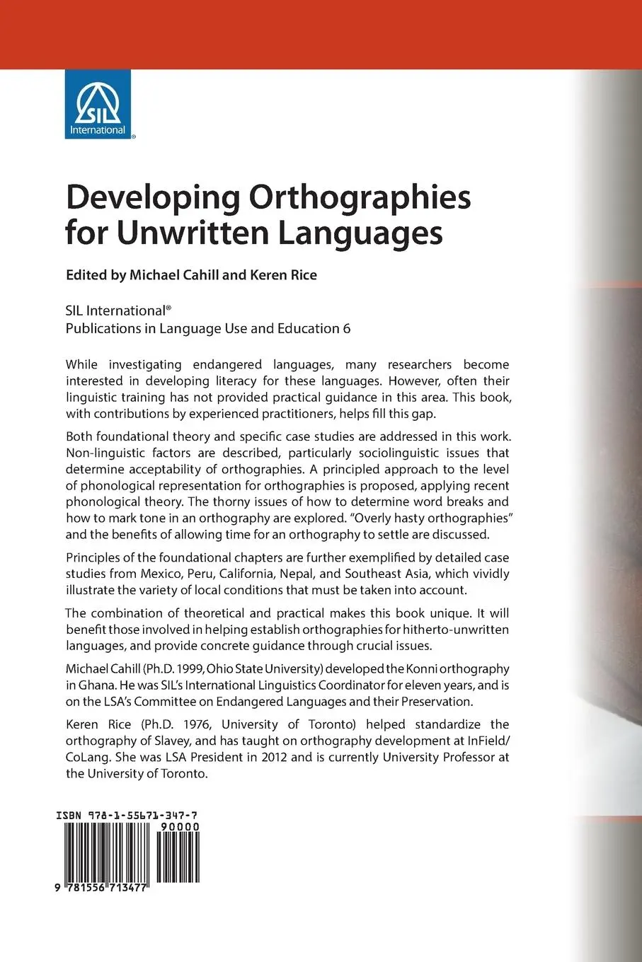 Rückseite: 9781556713477 | Developing Orthographies for Unwritten Languages | Cahill (u. a.)