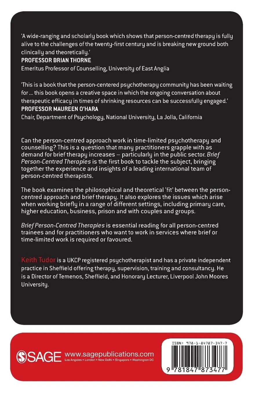 Rückseite: 9781847873477 | Brief Person-Centred Therapies | Keith Tudor | Taschenbuch | Englisch