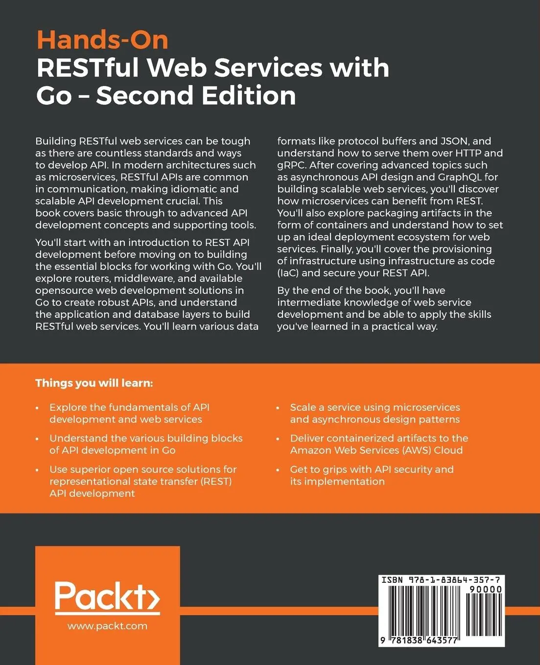 Rückseite: 9781838643577 | Hands-On RESTful Web Services with Go, Second Edition | Yellavula