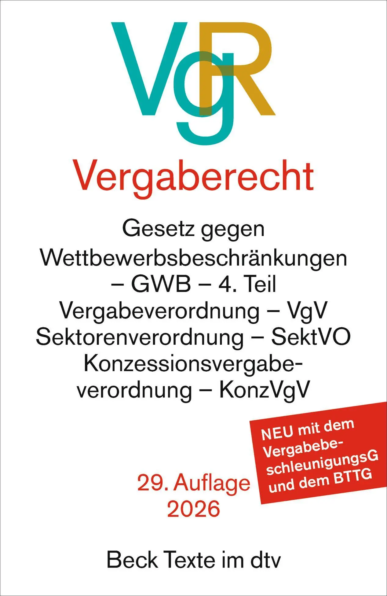 Cover: 9783423533577 | Vergaberecht. VgR | Taschenbuch | Beck-Texte im dtv | 757 S. | Deutsch