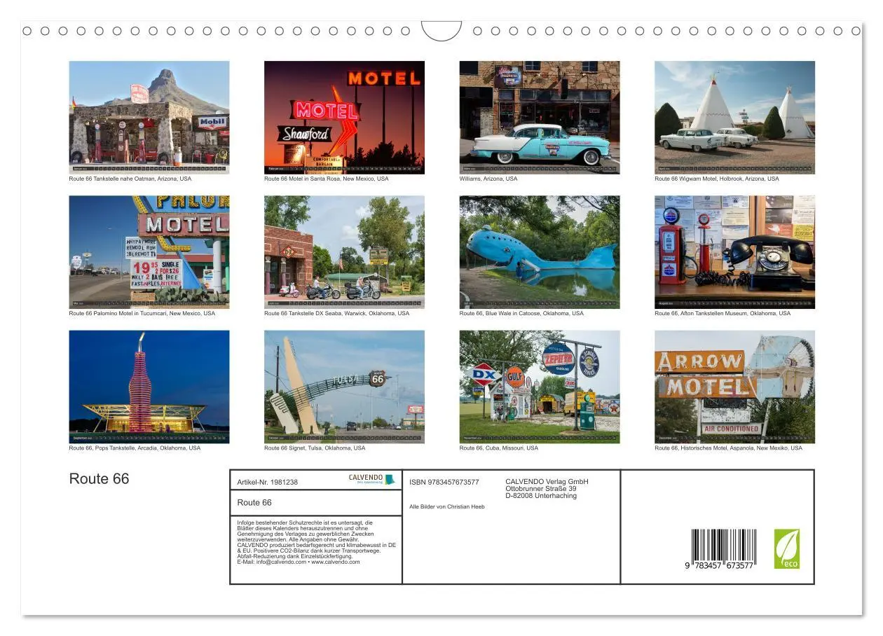 Bild: 9783457673577 | Route 66 (Wandkalender 2026 DIN A3 quer), CALVENDO Monatskalender