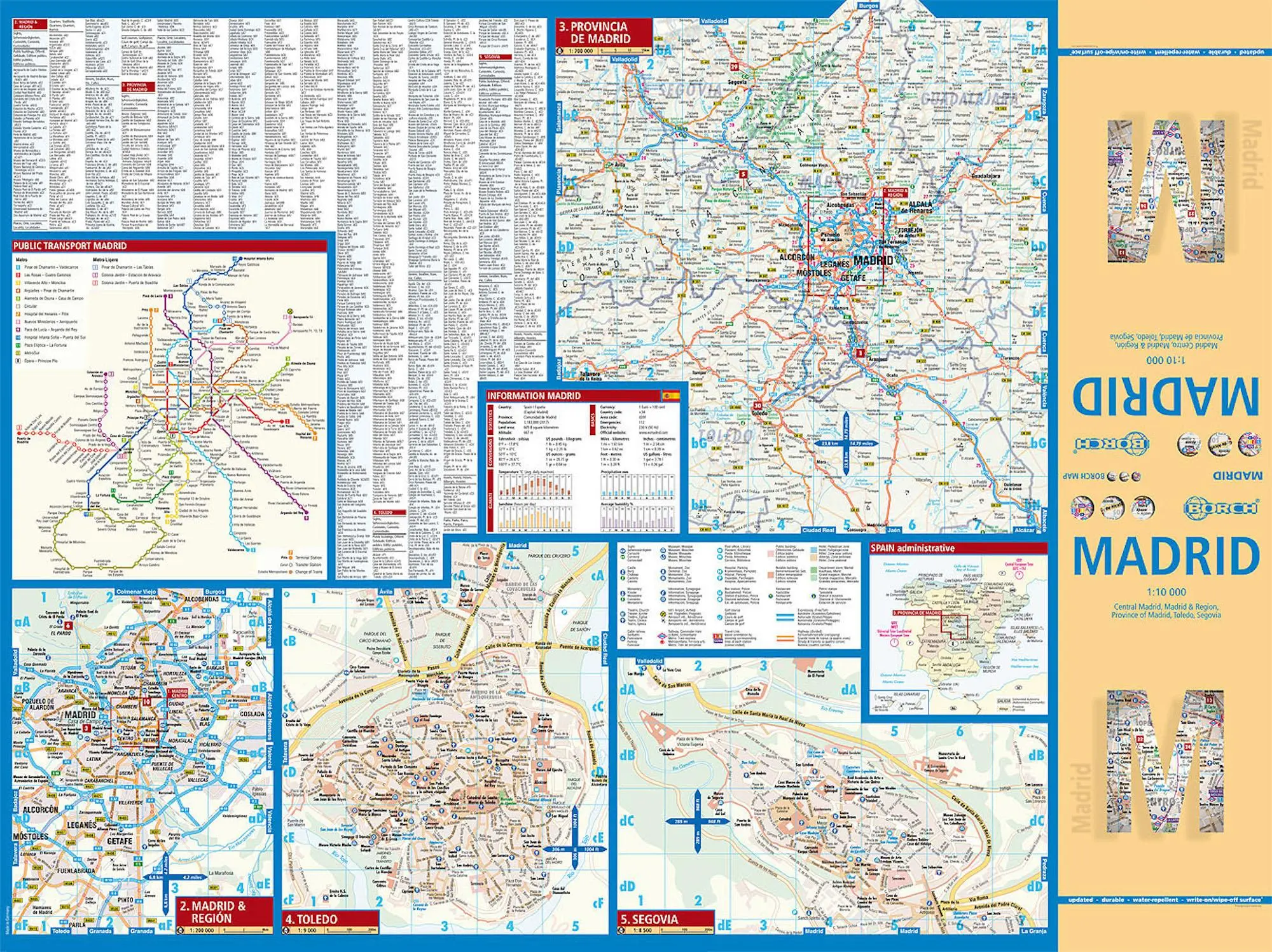 Bild: 9783866093577 | Madrid 1 : 10 000 | (Land-)Karte | Borch Maps | Laminierte Oberfläche