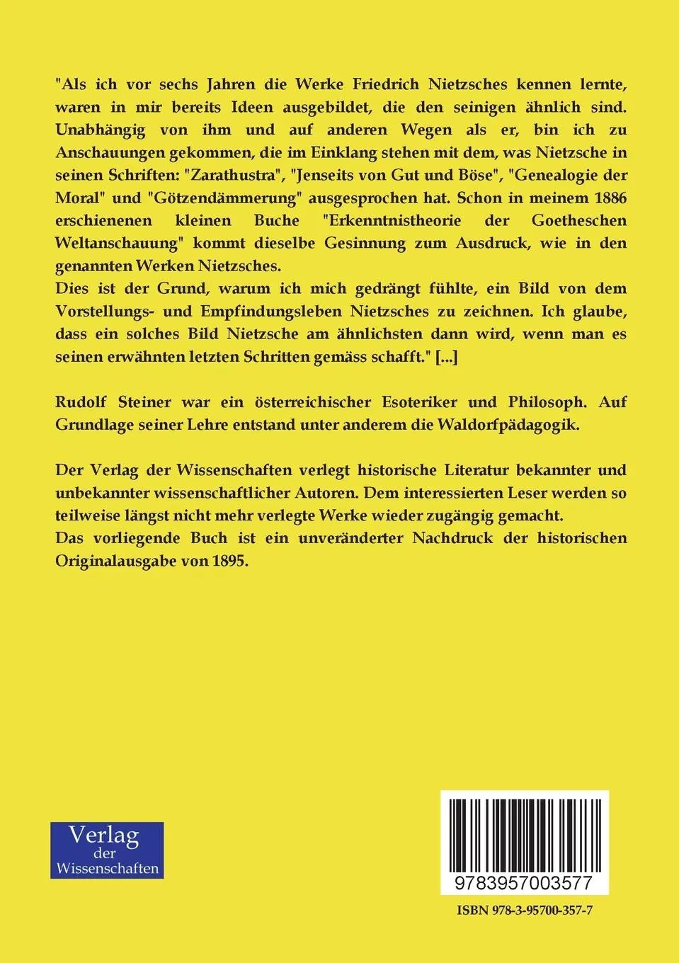 Rückseite: 9783957003577 | Friedrich Nietzsche | Ein Kämpfer gegen seine Zeit | Rudolf Steiner