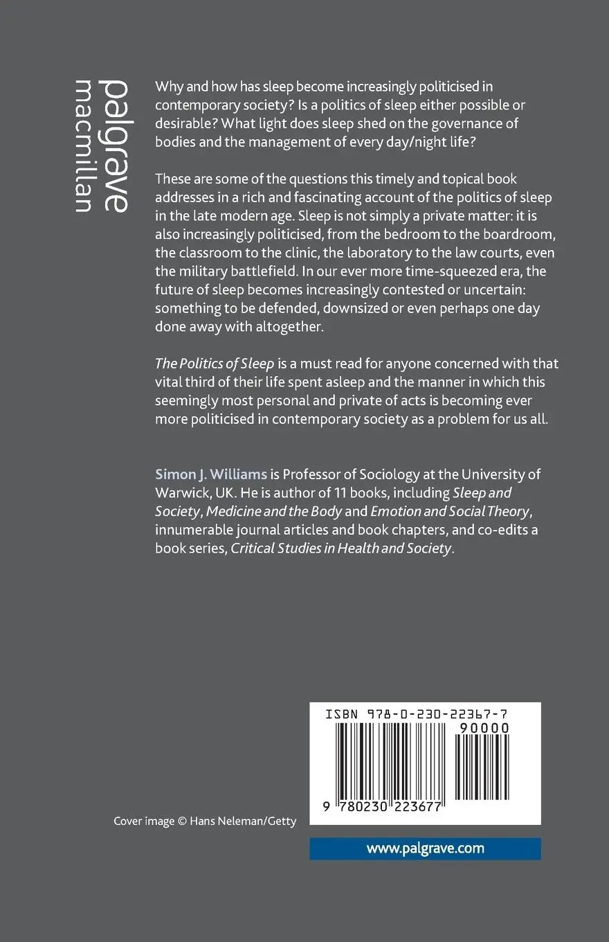 Rückseite: 9780230223677 | The Politics of Sleep | S. Williams | Taschenbuch | xxviii | Englisch