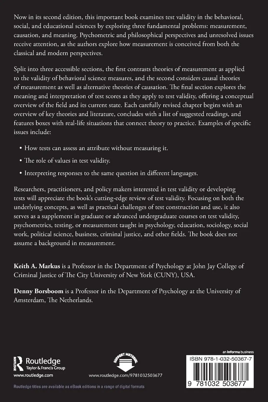 Rückseite: 9781032503677 | Frontiers of Test Validity Theory | Denny Borsboom (u. a.) | Buch